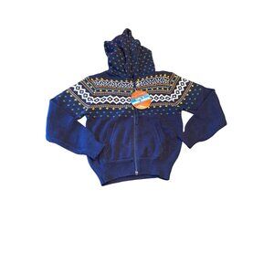 NWT Playtown Girls Hooded Cardigan Size 14 Made‎ In Taiwan Fair Isle Pattern